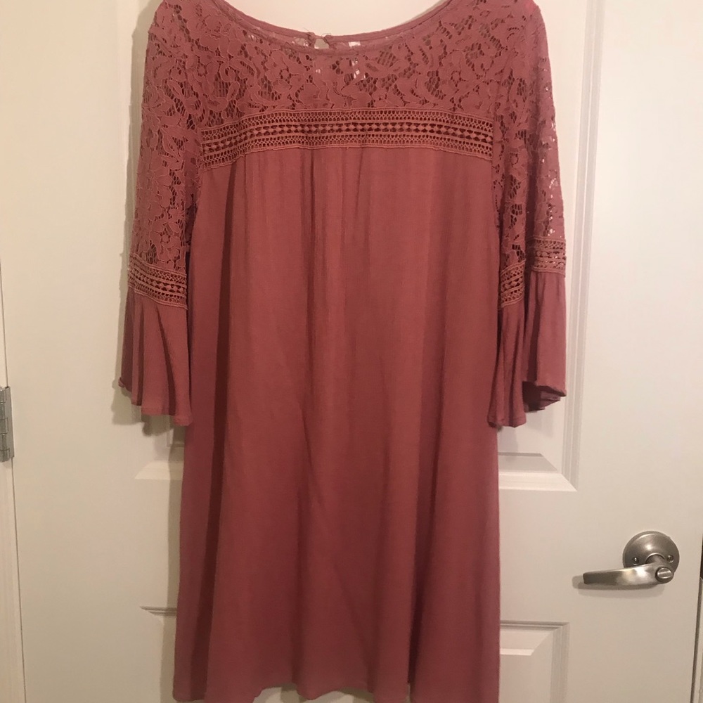 Mauve Pink Lace Top Dress